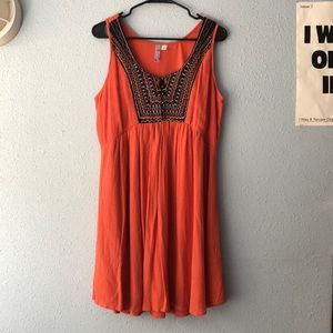 Orange embroidered Size Large dress